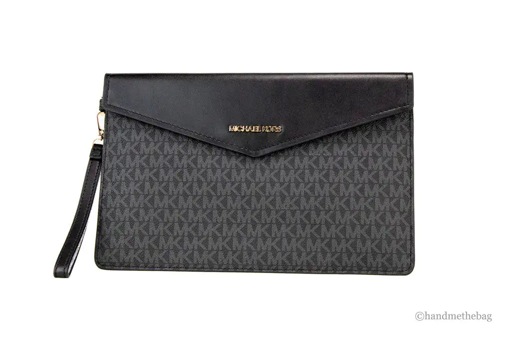 Michael Kors Maisie Large Black Pebbled Leather 3-in-1 Multifunctional Crossbody Clutch Tote Bag