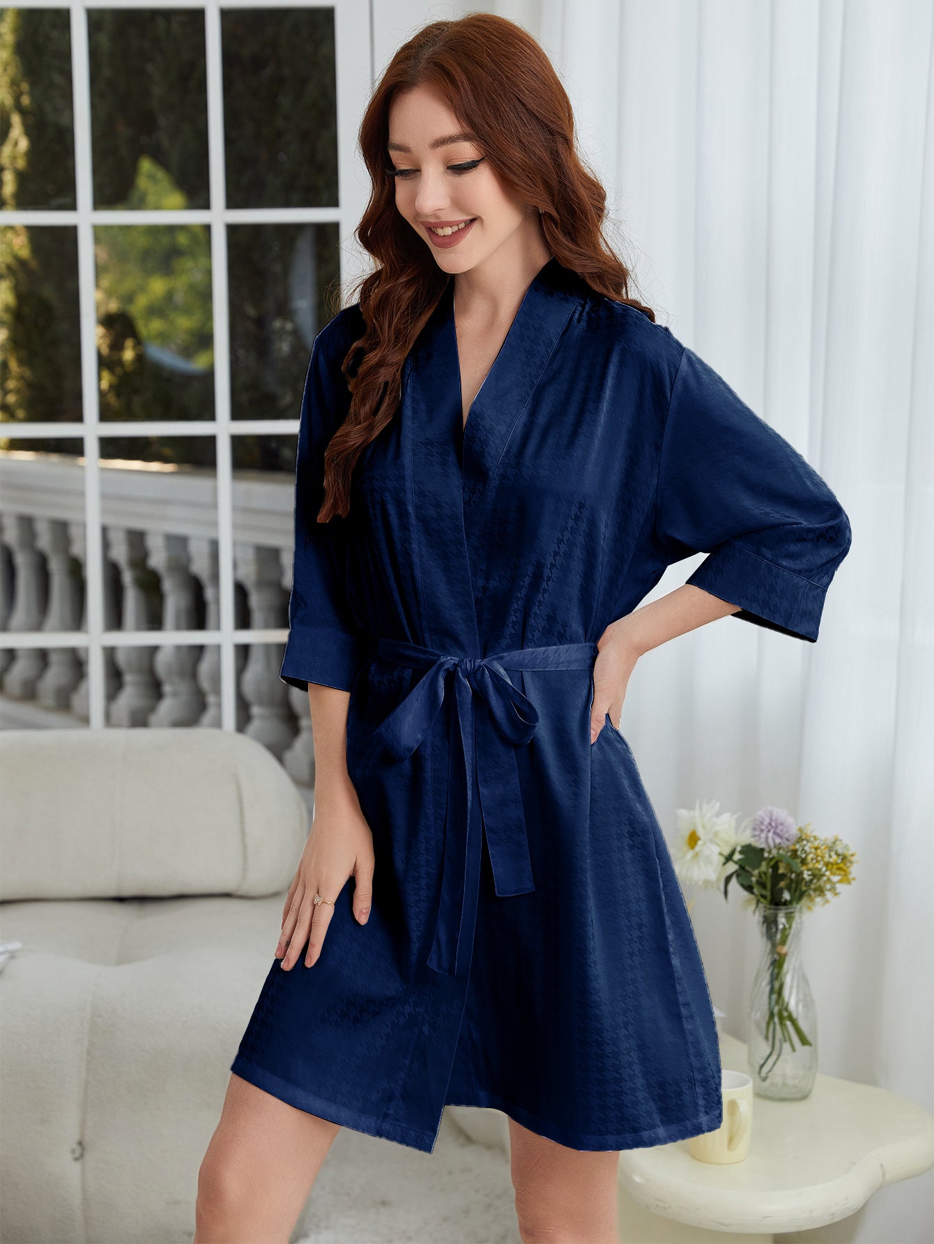 Lightweight Herringbone Knit Bathrobe, Spa And Bridesmaid Dress-style Nightgown Sets, Suitable For Women - Dries Quickly And Is Soft And Comfortable