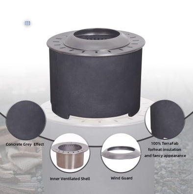 20.5 X 15 Dark GrayConcrete Texture Smokeless Fire Pit