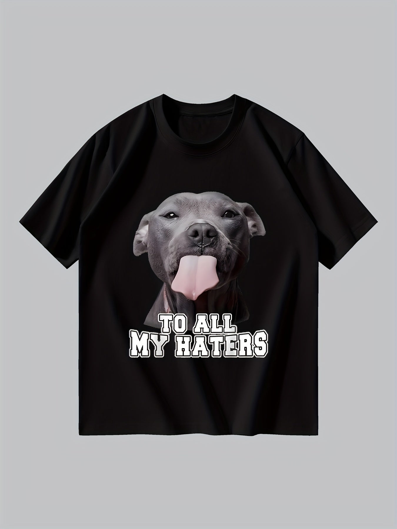 Men's Dog Print T-shirt, Casual Short Sleeved Round Neck T-shirt, Men's Outdoor T-shirt
