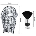 White Floral Print Professional Hair Cutting Salon Barber Cape With Neck Duster Brush, Hair Cutting Accessory