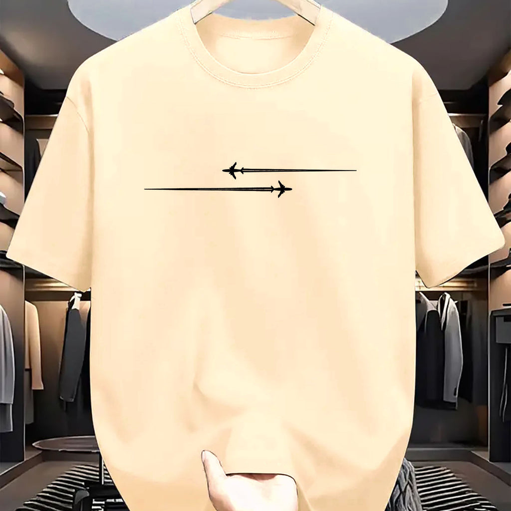 Pattern Printed Comfortable Sports Round Neck T-shirt