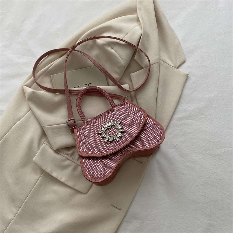 New Diamond Inlaid Love Wave Fashion Simple Handbag