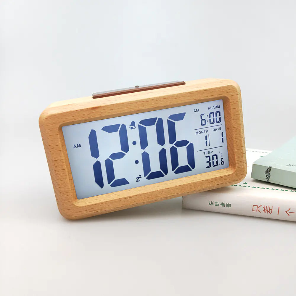 Solid Wood Alarm Clock - Stylish Electronic Gift