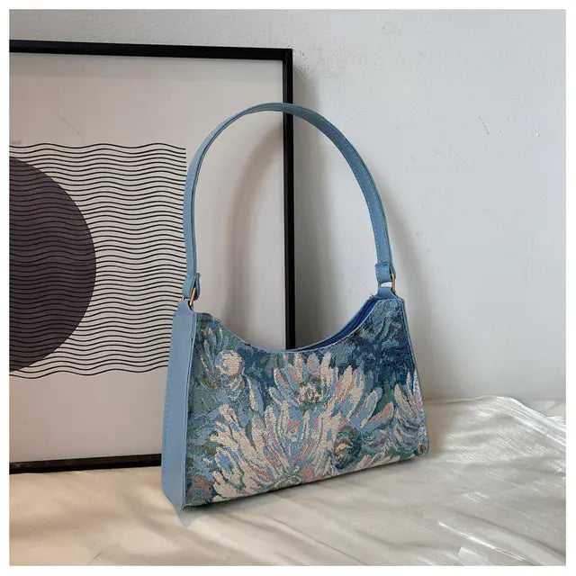 Trendy Oil Painting Underarm Handbags for Women