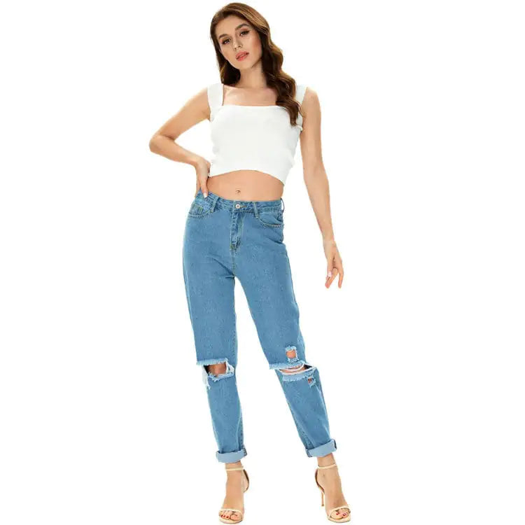 Plus Size Women's Ripped Jeans for Summer